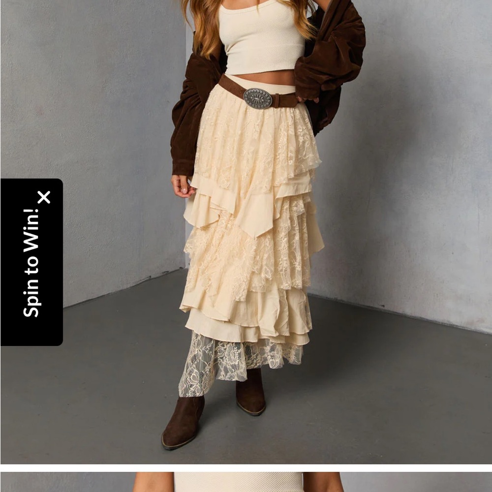 Vici Folklore Ruffle Maxi Skirt